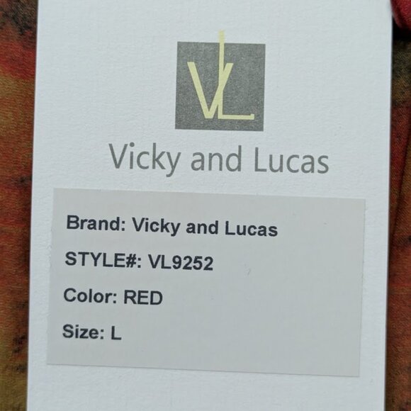 Vicky and Lucas Red with Black and Brown Floral Printed Design 2n1 Coord Set - L - Picture 7 of 8